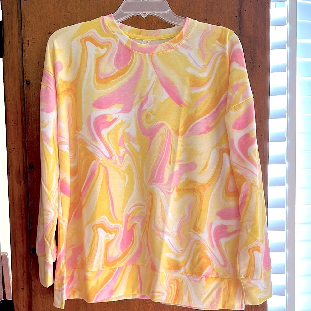 Ideology Swirl Patterned Yellow/Pink Sweatshirt
